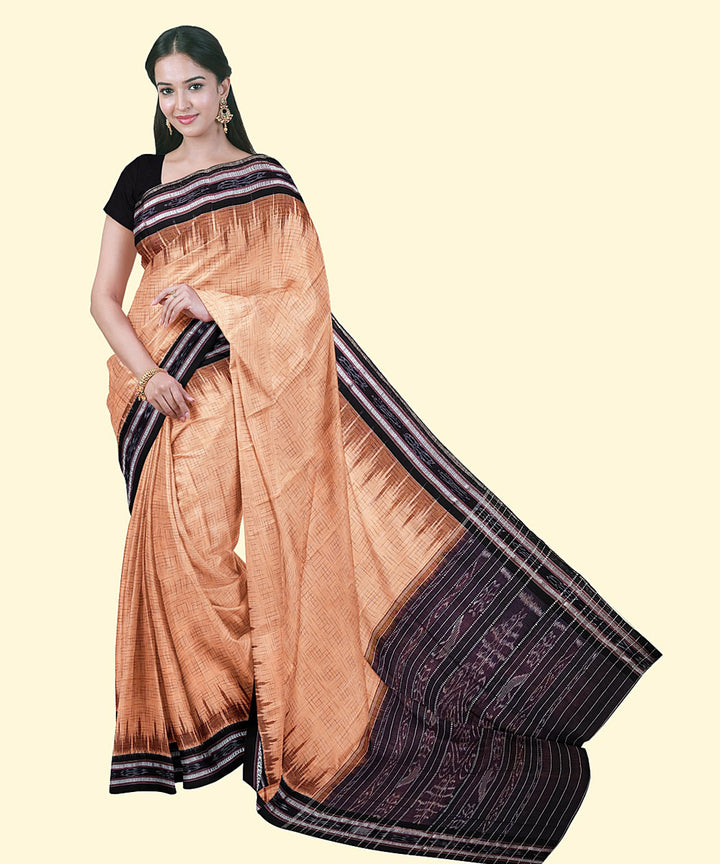 Pink black cotton handwoven nuapatna saree