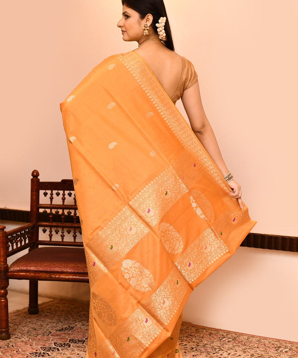 Musterd silk handwoven banarasi saree