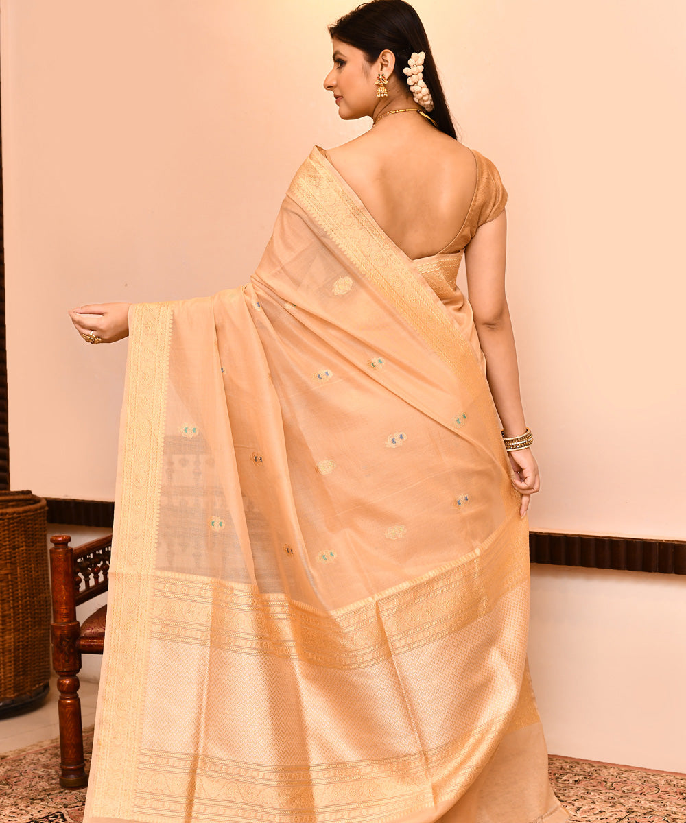 Gold silk handwoven banarasi saree