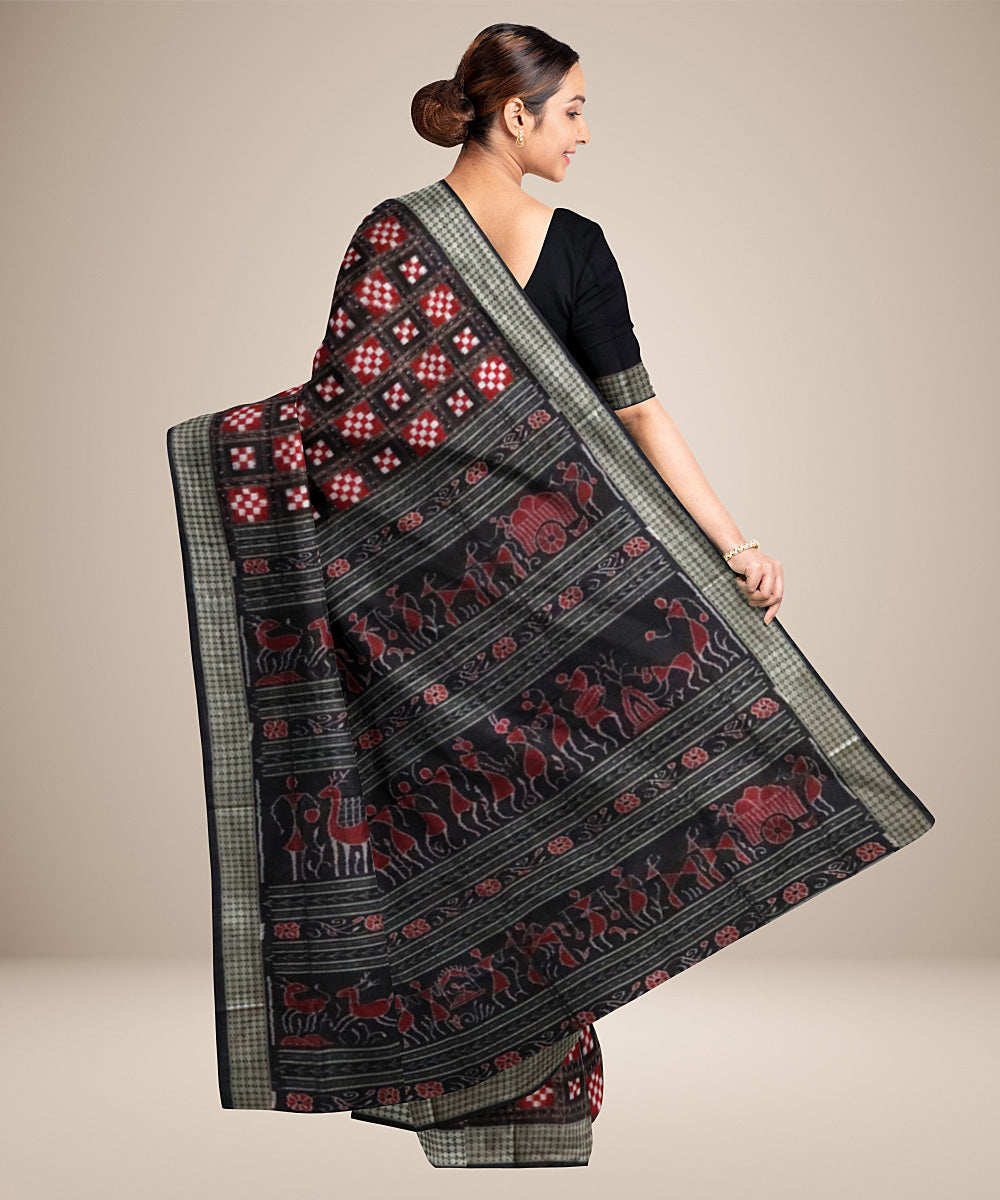 Black silk handwoven pasapalli sambalpuri saree