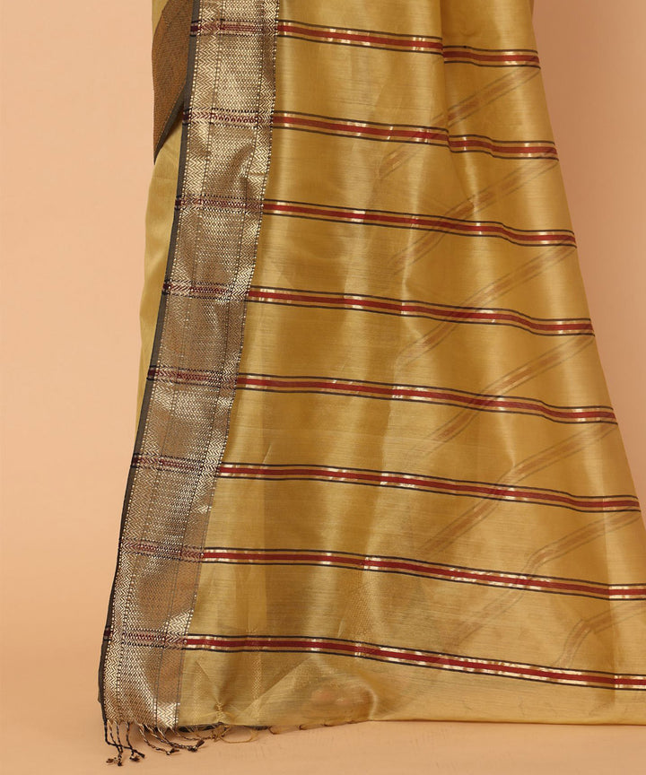 Gold cotton silk handloom maheshwari saree