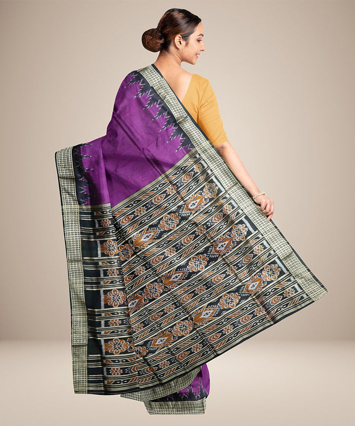 Purple black silk handwoven khandua saree