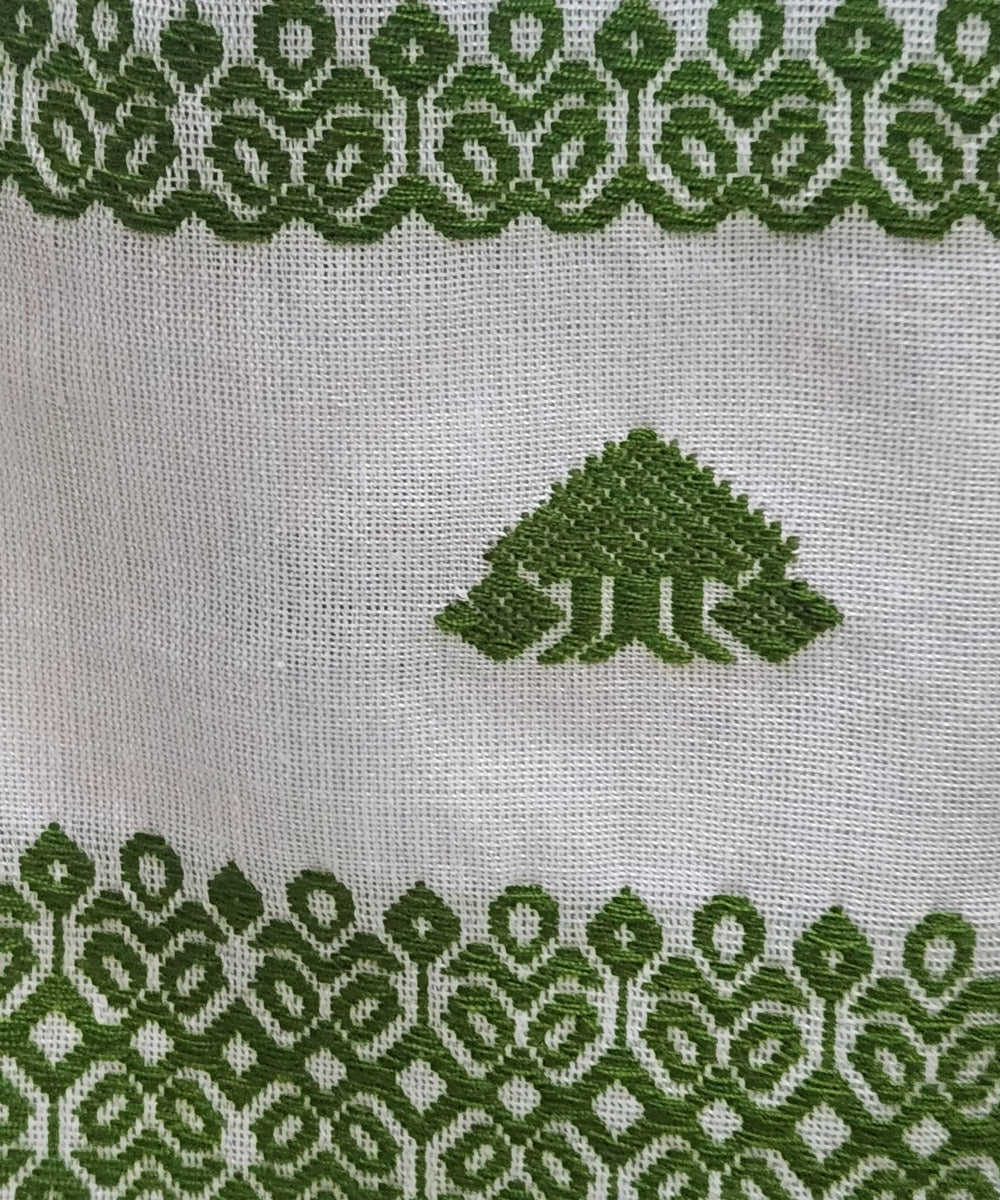 White green handloom assam cotton stole