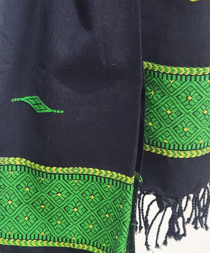 Black multicolor handloom cotton assam stole