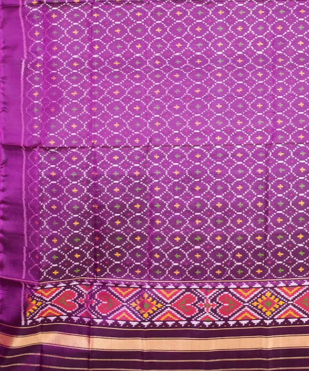 Purple mustard handwoven silk patola dupatta