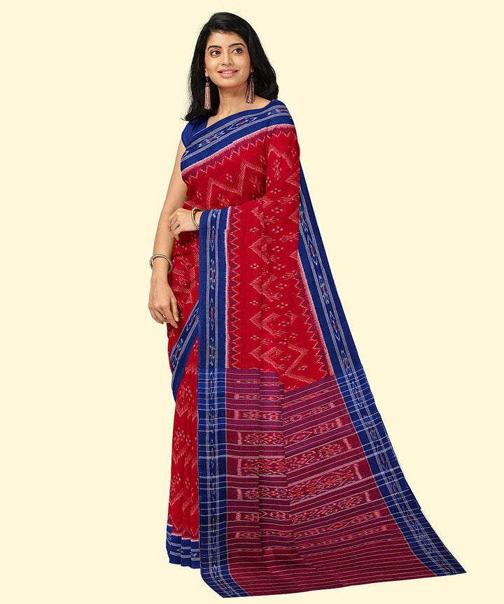 Red maroon handloom cotton nuapatna saree