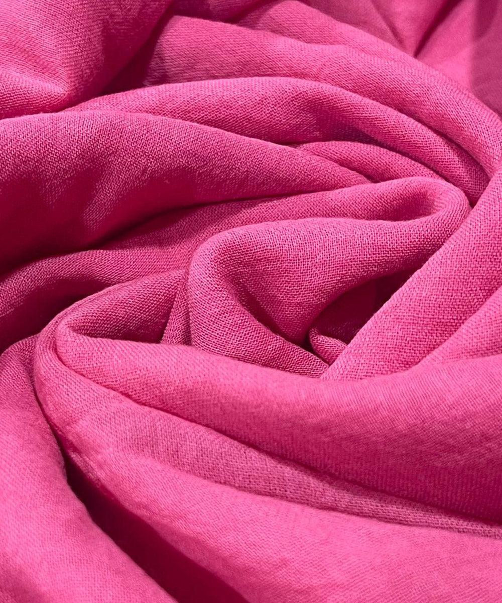 Pink yellow crochet mukaish cotton saree
