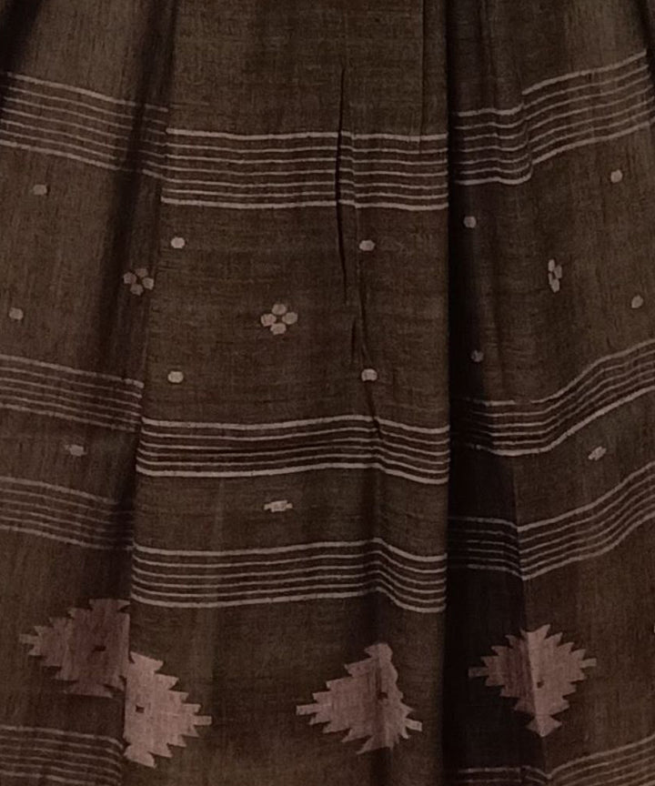 Brown cotton handwoven jamdani dupatta