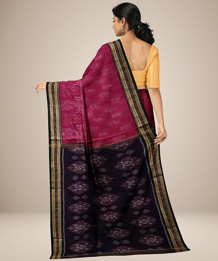 Red black tribal design cotton handwoven nuapatna saree