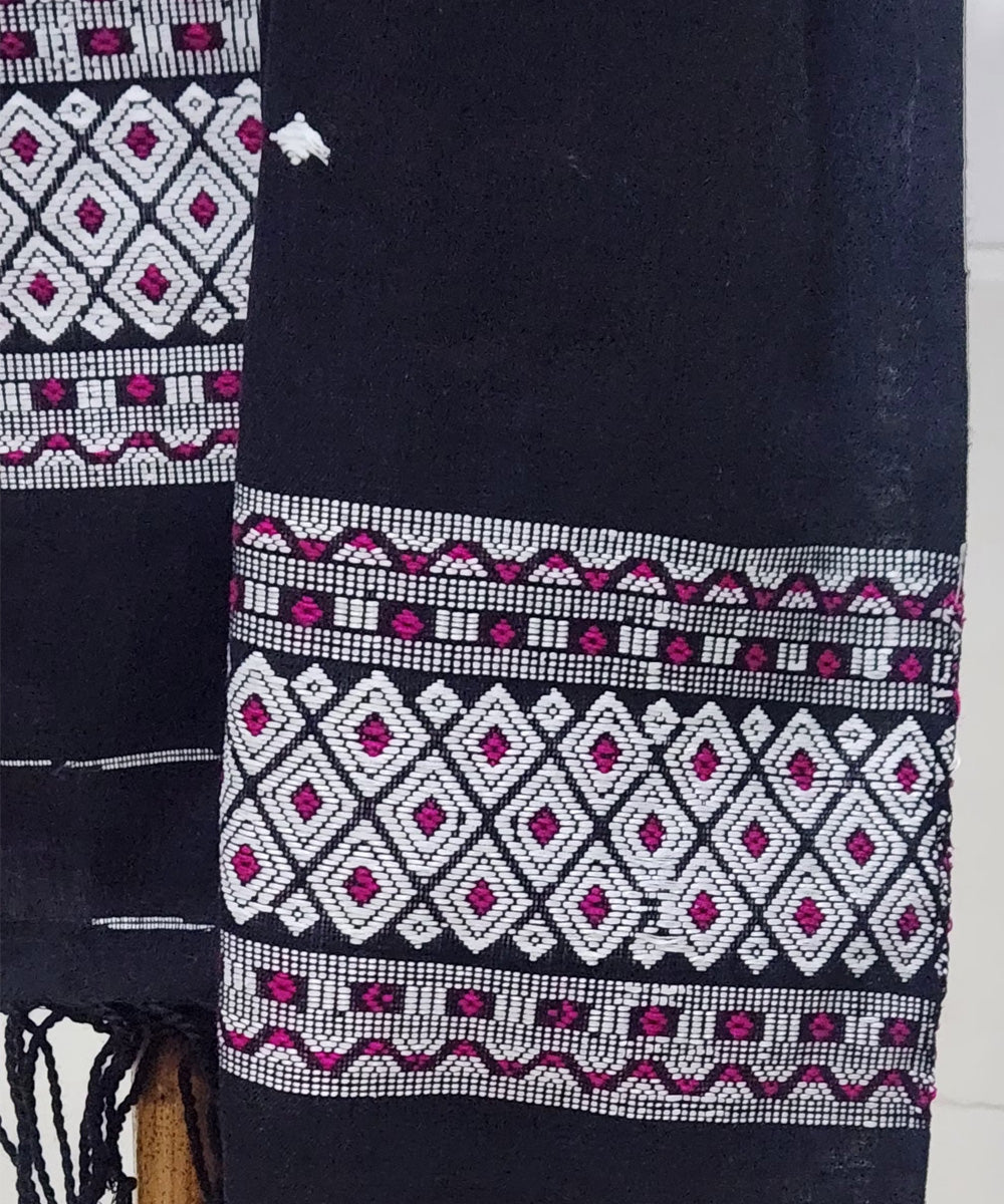 Black multicolor cotton handloom assam stole