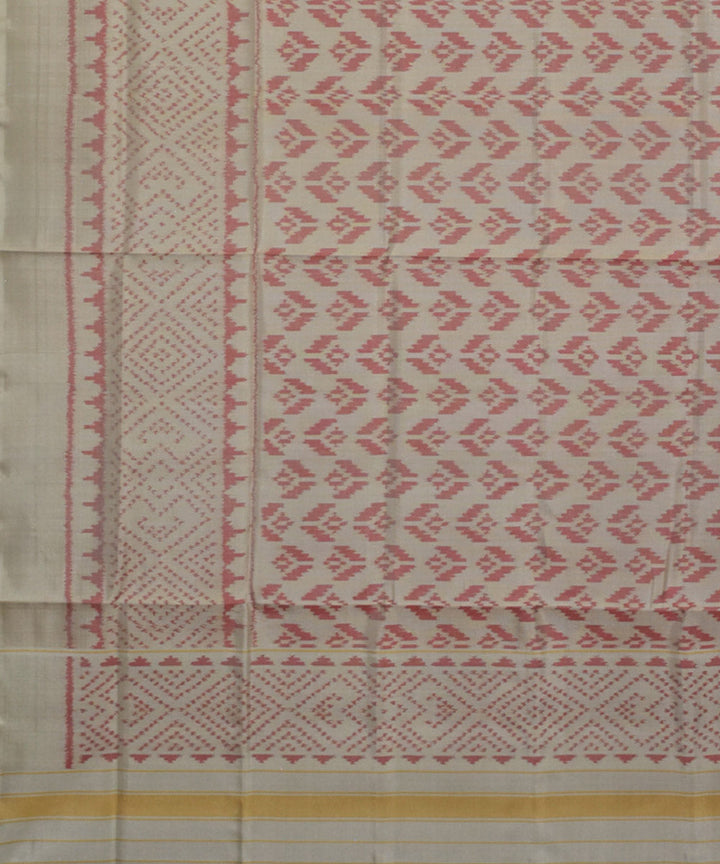 White pink handloom silk patola dupatta