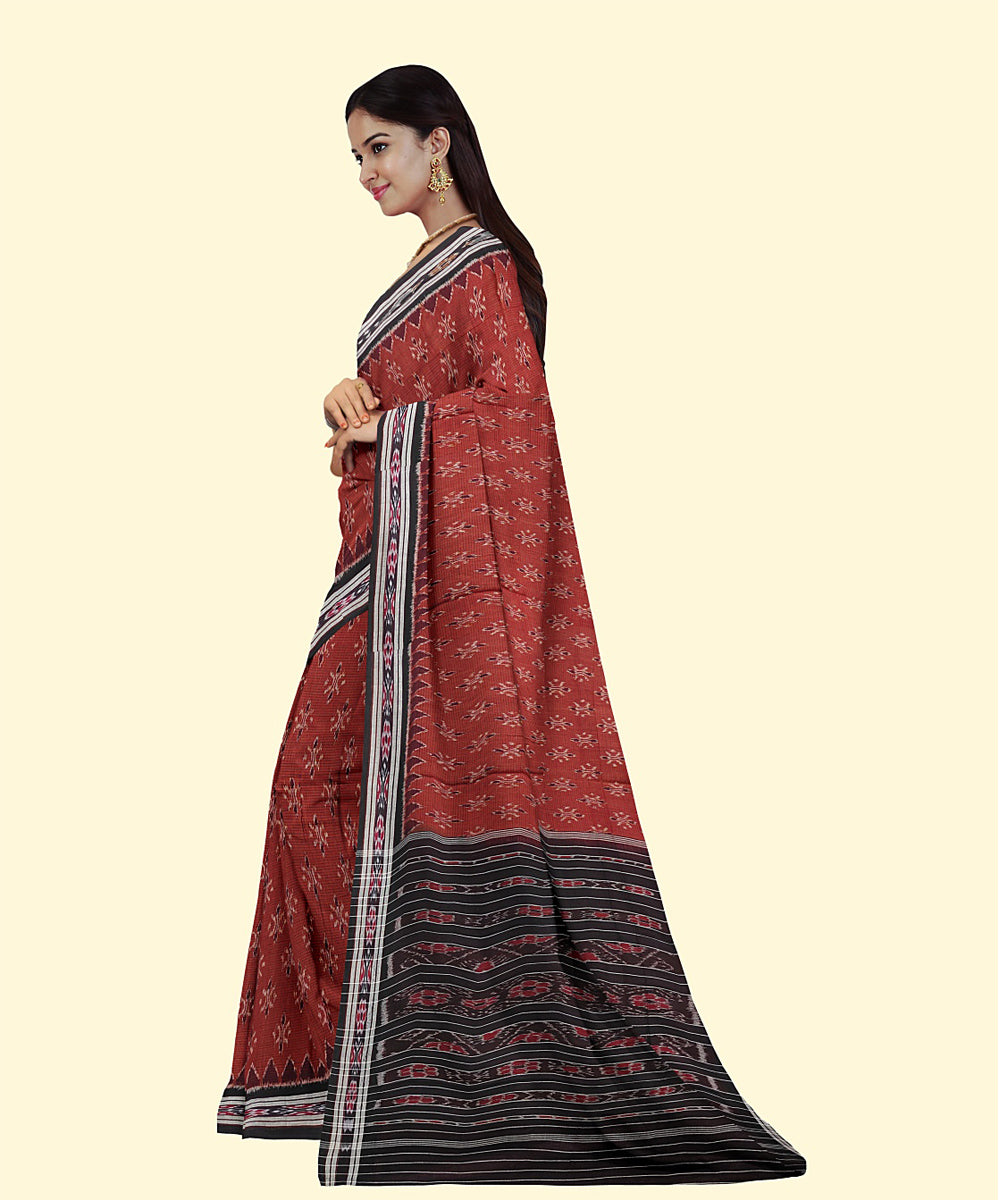 Red black handloom cotton nuapatna saree