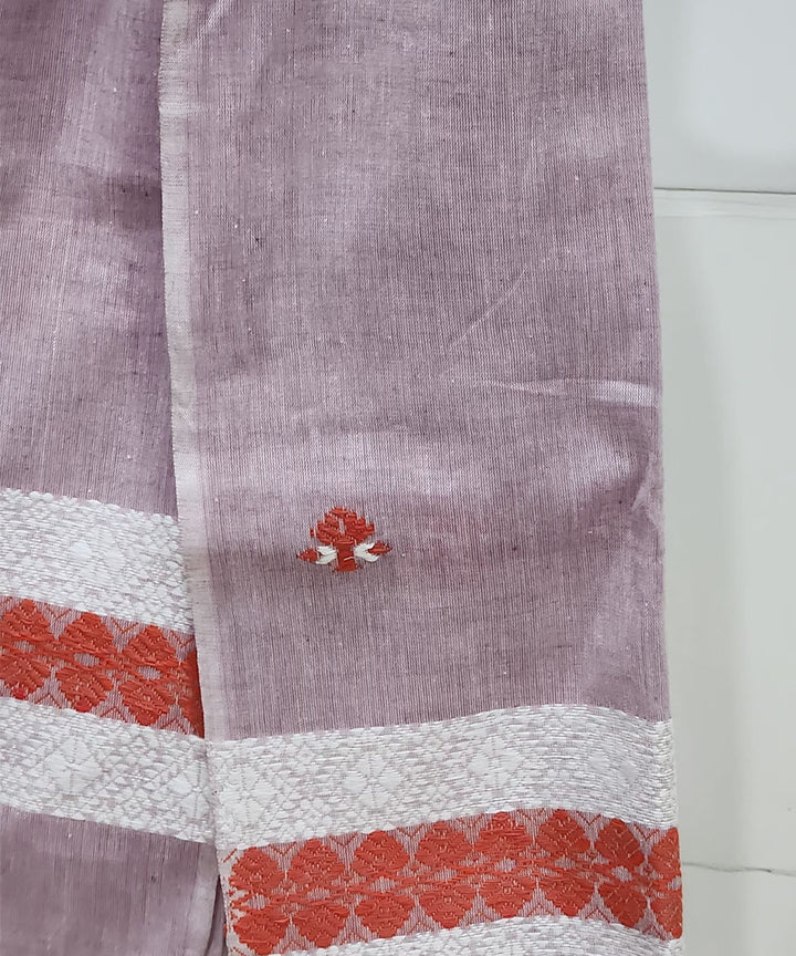 Mauve multi color handloom cotton assam stole