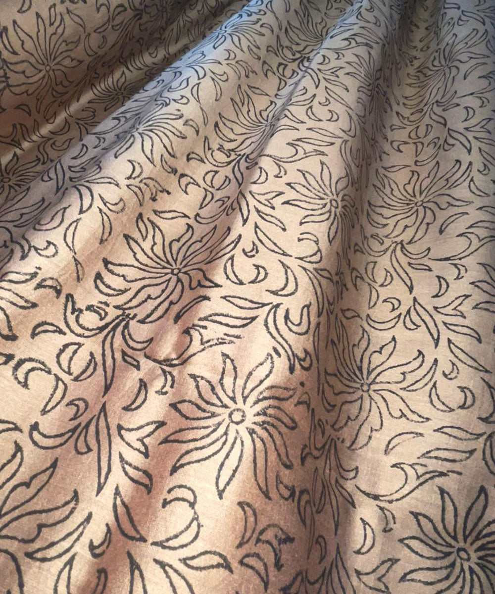 Brown black hand embroidered chanderi silk saree