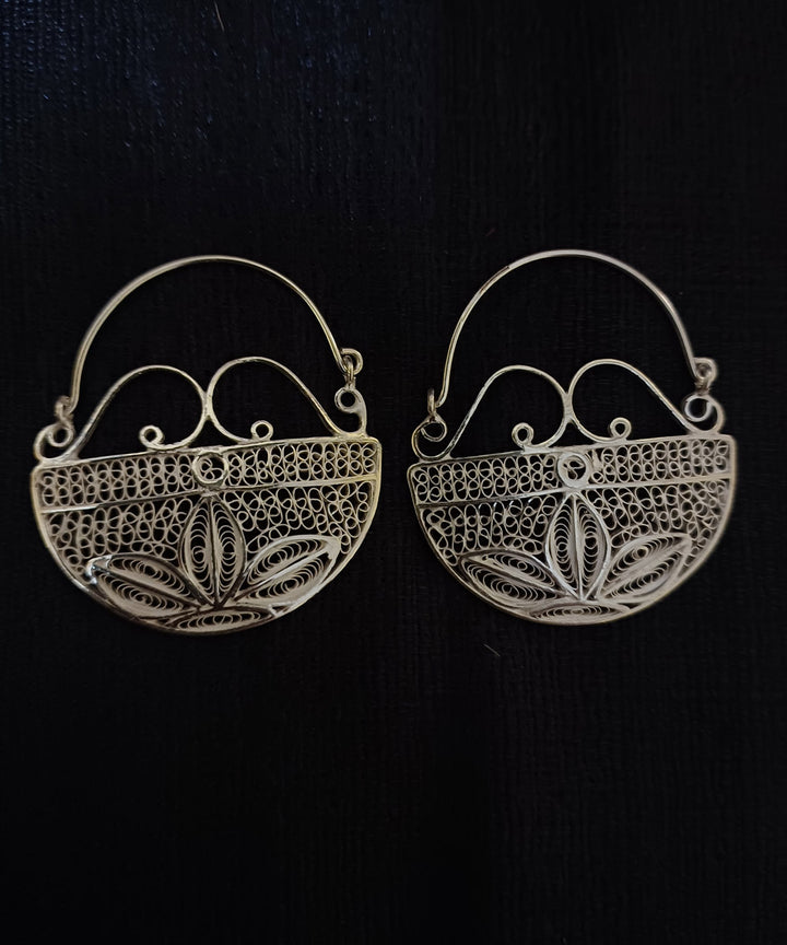 Silver filigree floral handcrafted silver earring