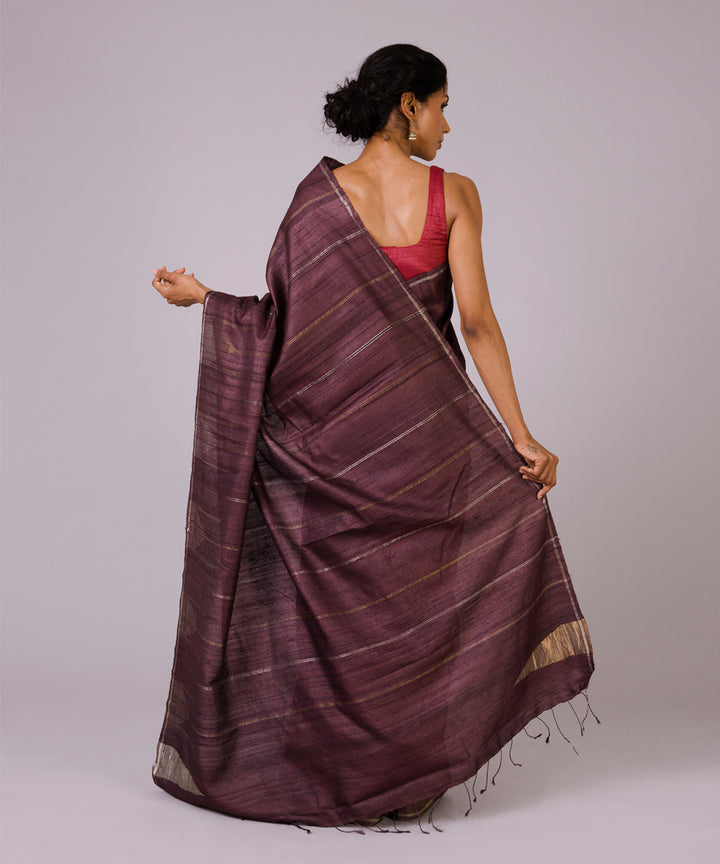 Dark brown kosa handloom chhattisgarh silk saree