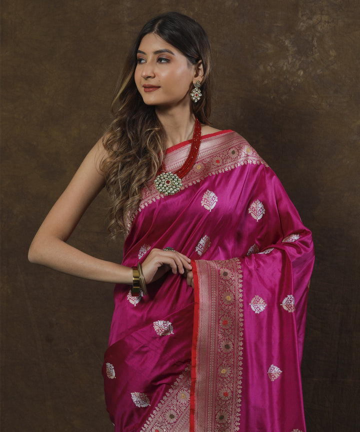 Purple handwoven banarasi silk saree