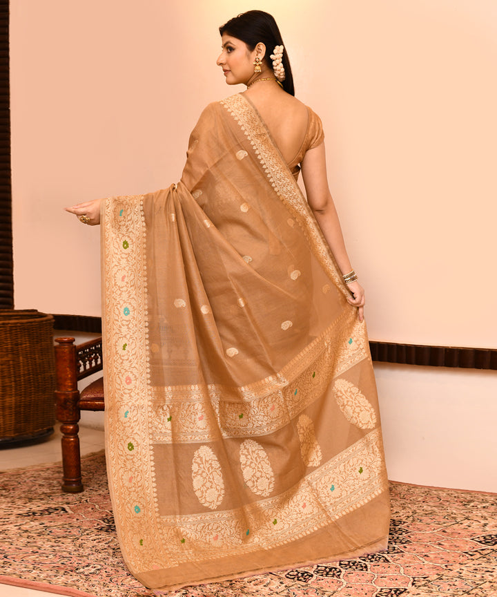 Dusky brown silk handwoven banarasi saree