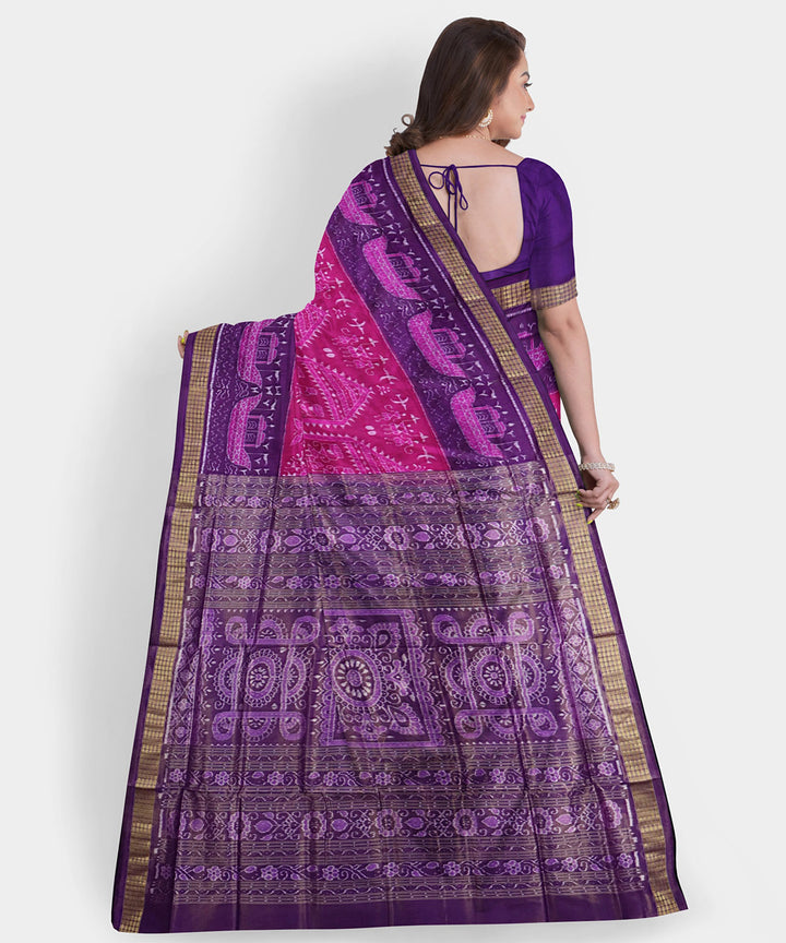 Magenta multicolor silk handwoven sambalpuri saree