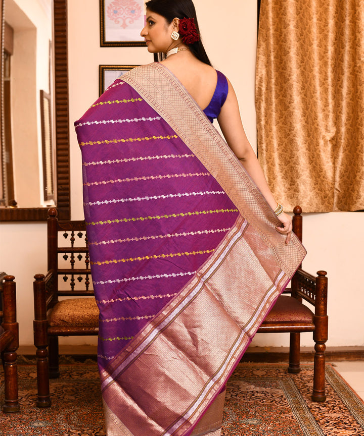 Purple handwoven banarasi silk saree