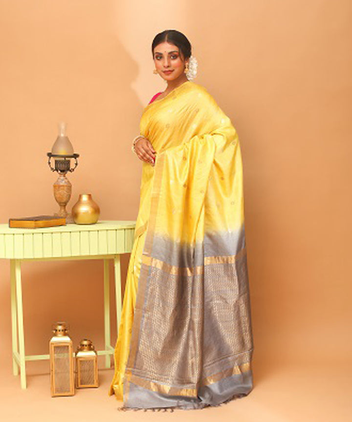 Yellow chhattisgarh handloom jala tussar silk saree