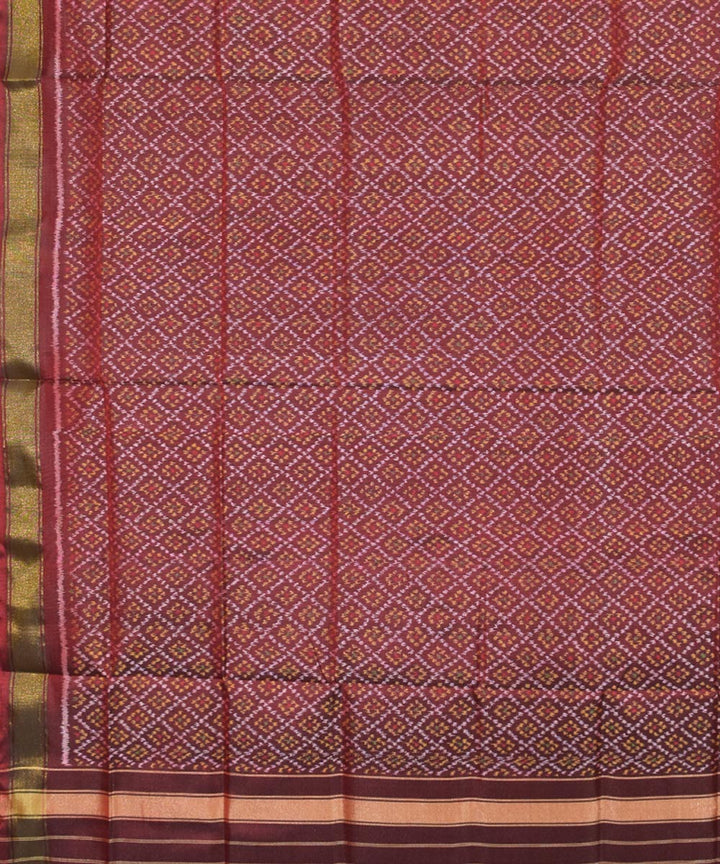 Brown handwoven silk patola dupatta