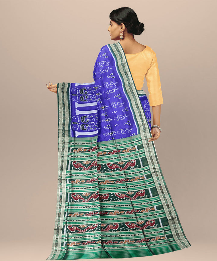 Ultramariane forest green silk handwoven khandua saree