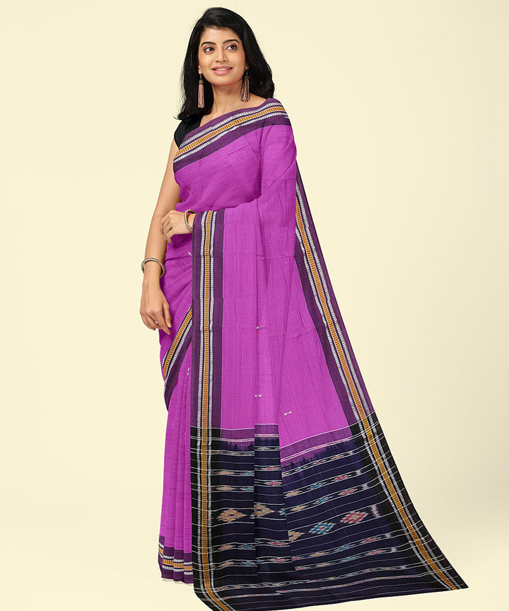 Purple blue cotton handwoven nuapatna saree