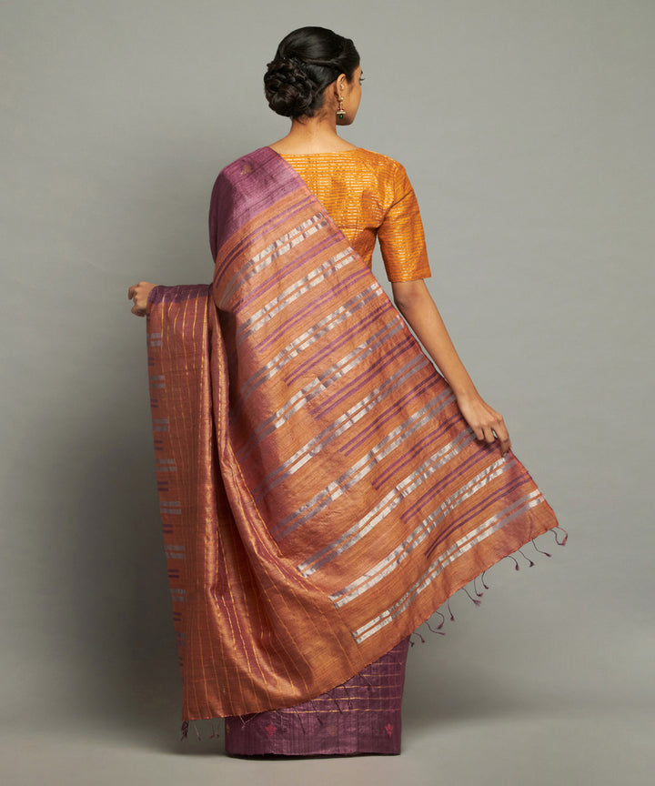 Purple tussar silk handloom chhattisgarh kosa saree