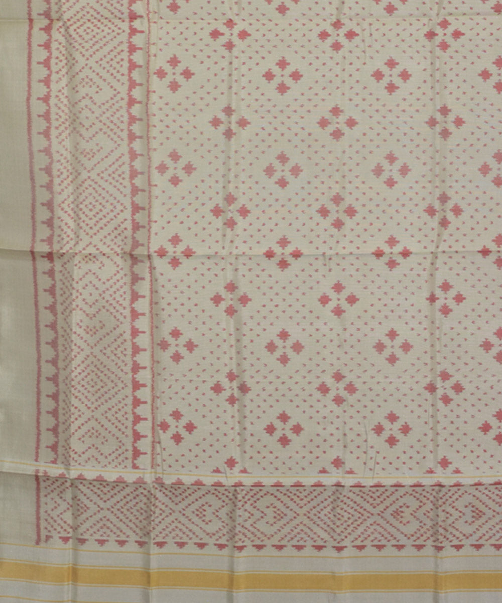 White pink handwoven silk patola dupatta