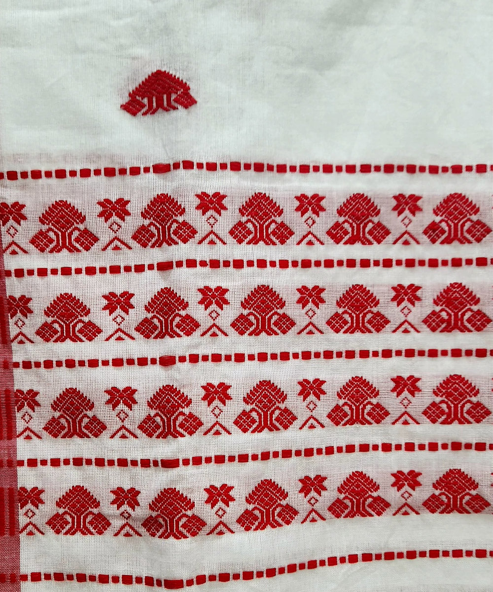 White red assam handloom cotton towel