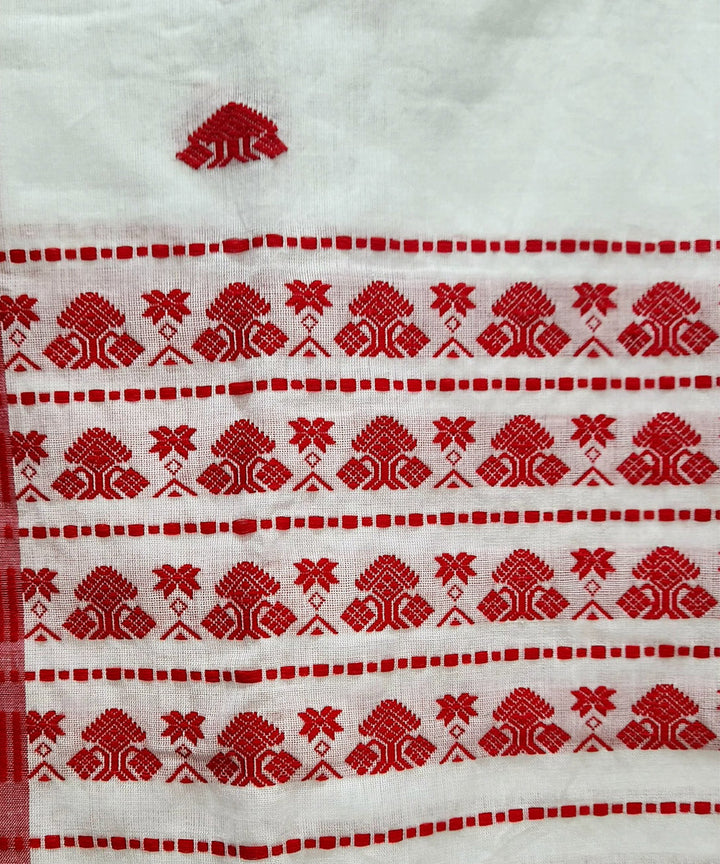 White red assam handloom cotton towel