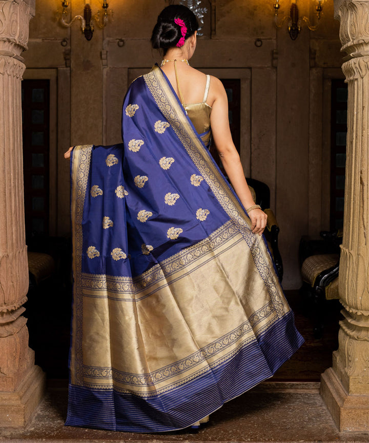 Royal blue boota handwoven banarasi silk saree