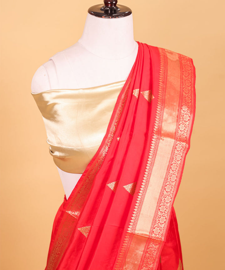 Red boota silk handwoven banarasi saree