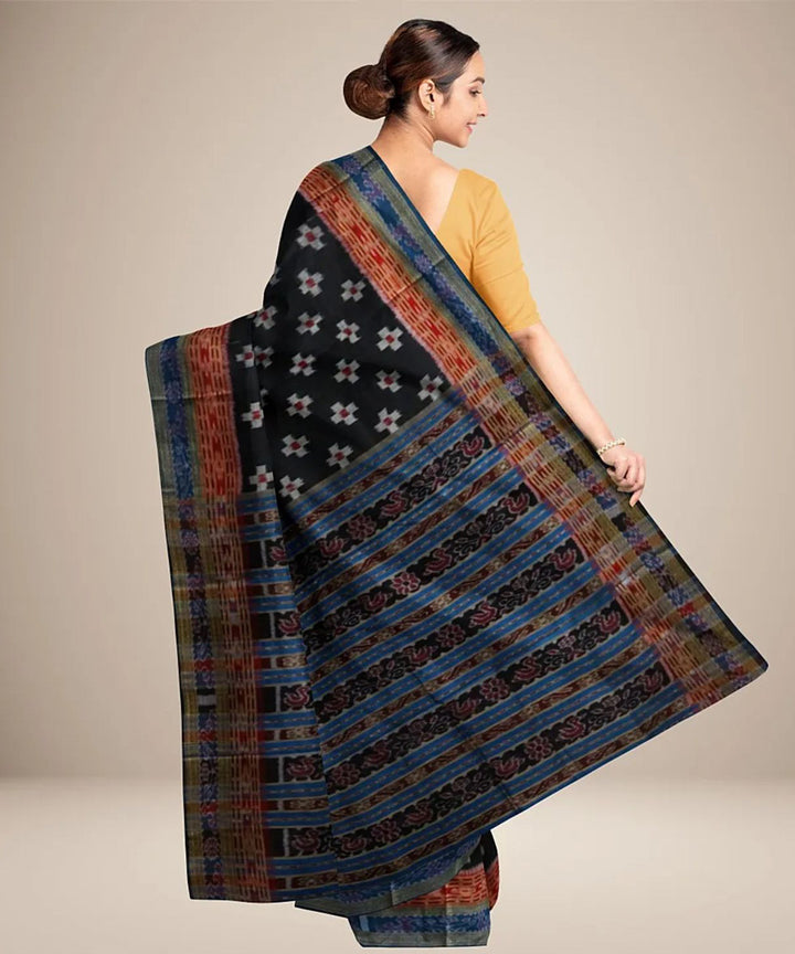 Black multicolour silk handwoven khandua saree