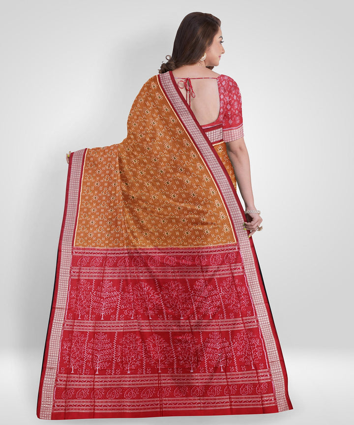 Copper red silk handwoven sambalpuri saree