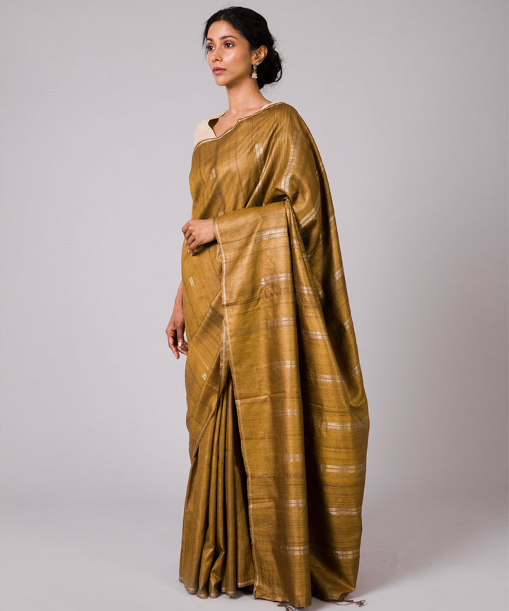 Yellow ochre kosa handloom chhattisgarh silk saree