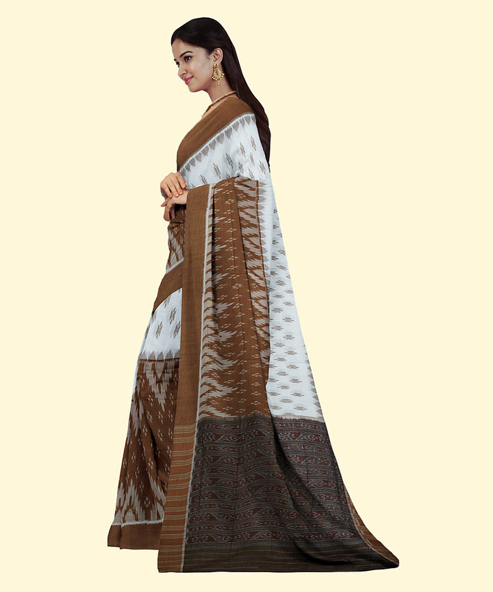 Brown coffee cotton handwoven nuapatna saree