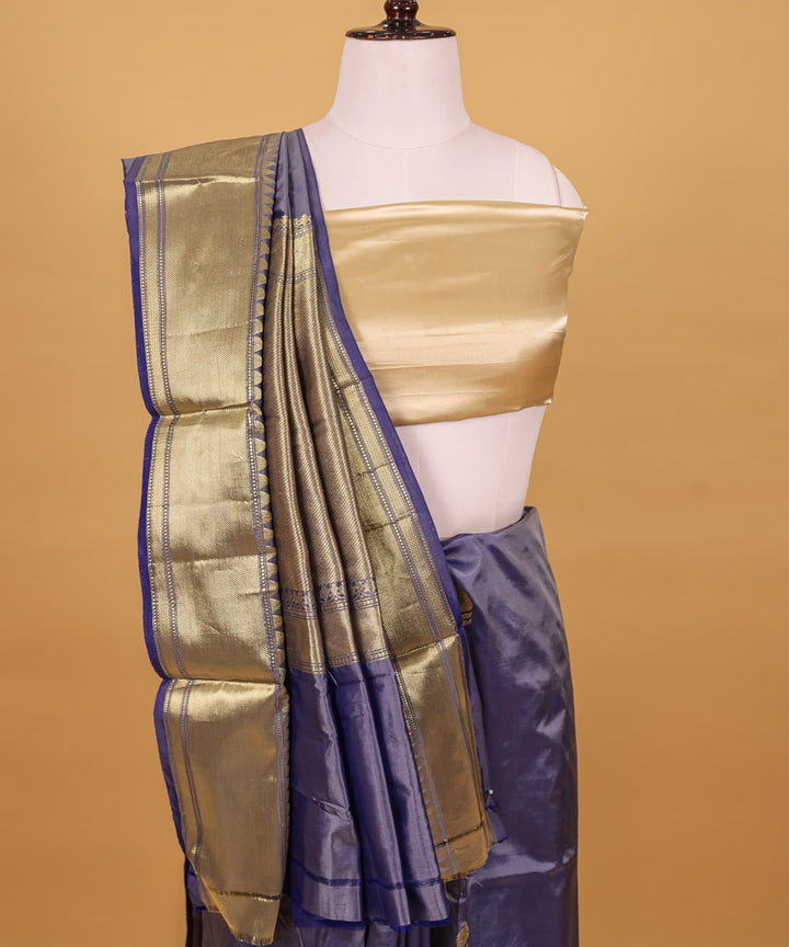 Grey boota silk handwoven banarasi saree