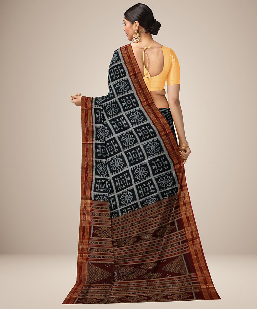 Black brown silk handwoven nabakothi khandua saree