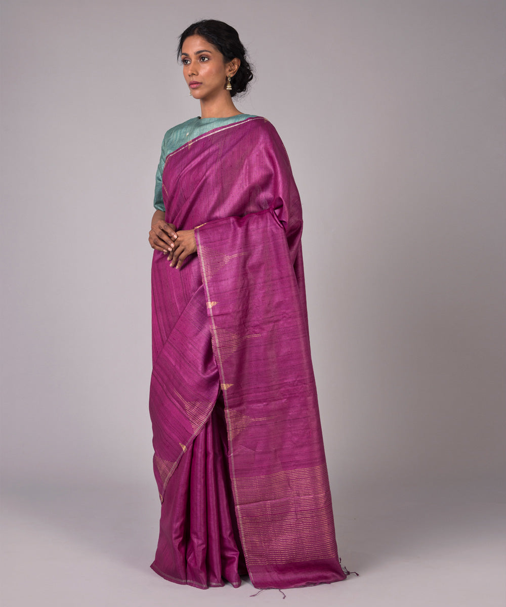 Majenta kosa handloom chhattisgarh silk saree