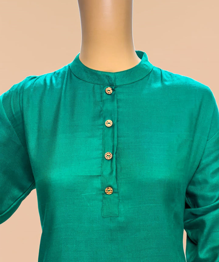 Green handwoven bamboo full sleeves top