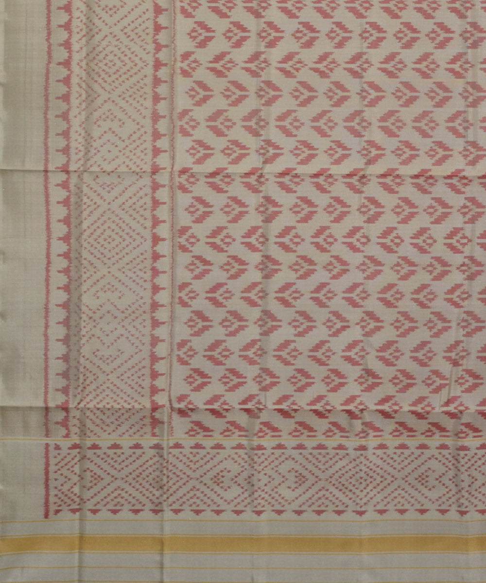 White pink handloom silk patola dupatta