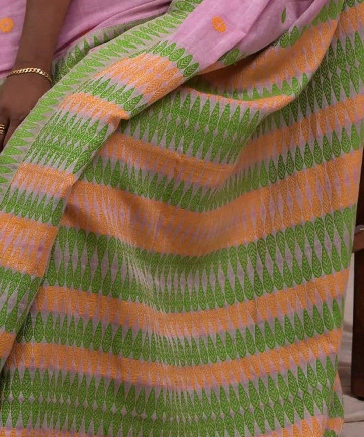 Pink multicolor cotton handloom assam saree