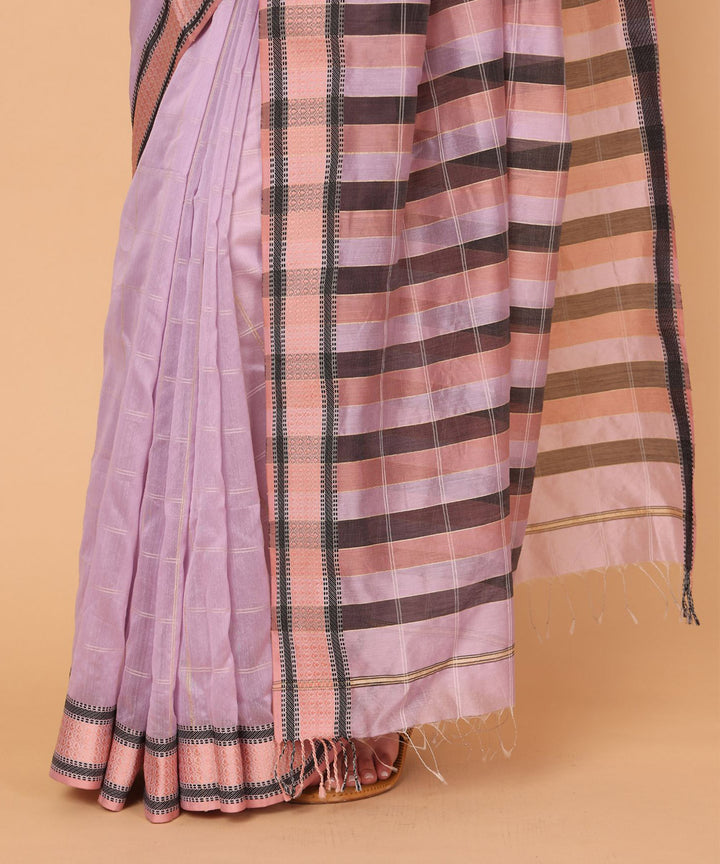 Pink cotton silk maheshwari handloom saree