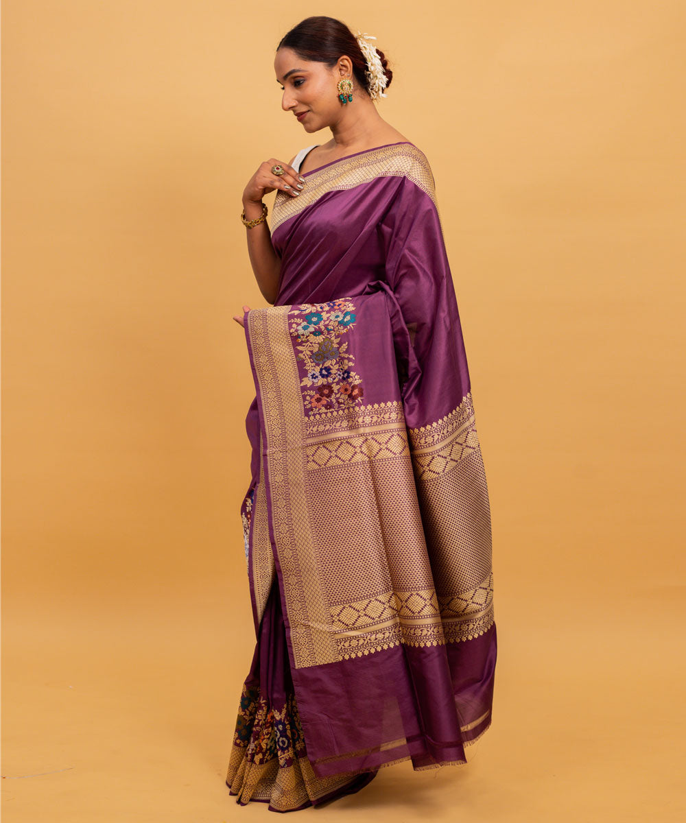 Magentta silk handwoven banarasi saree