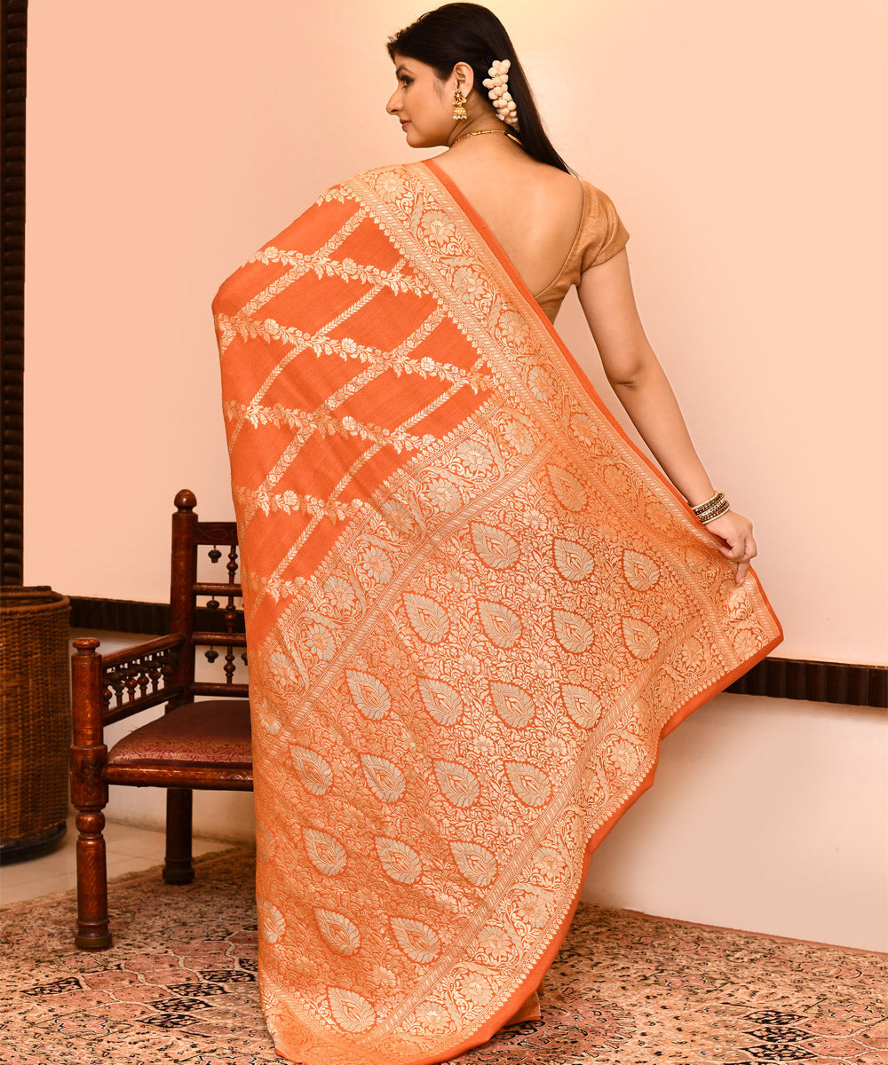 Lime green silk handwoven banarasi saree