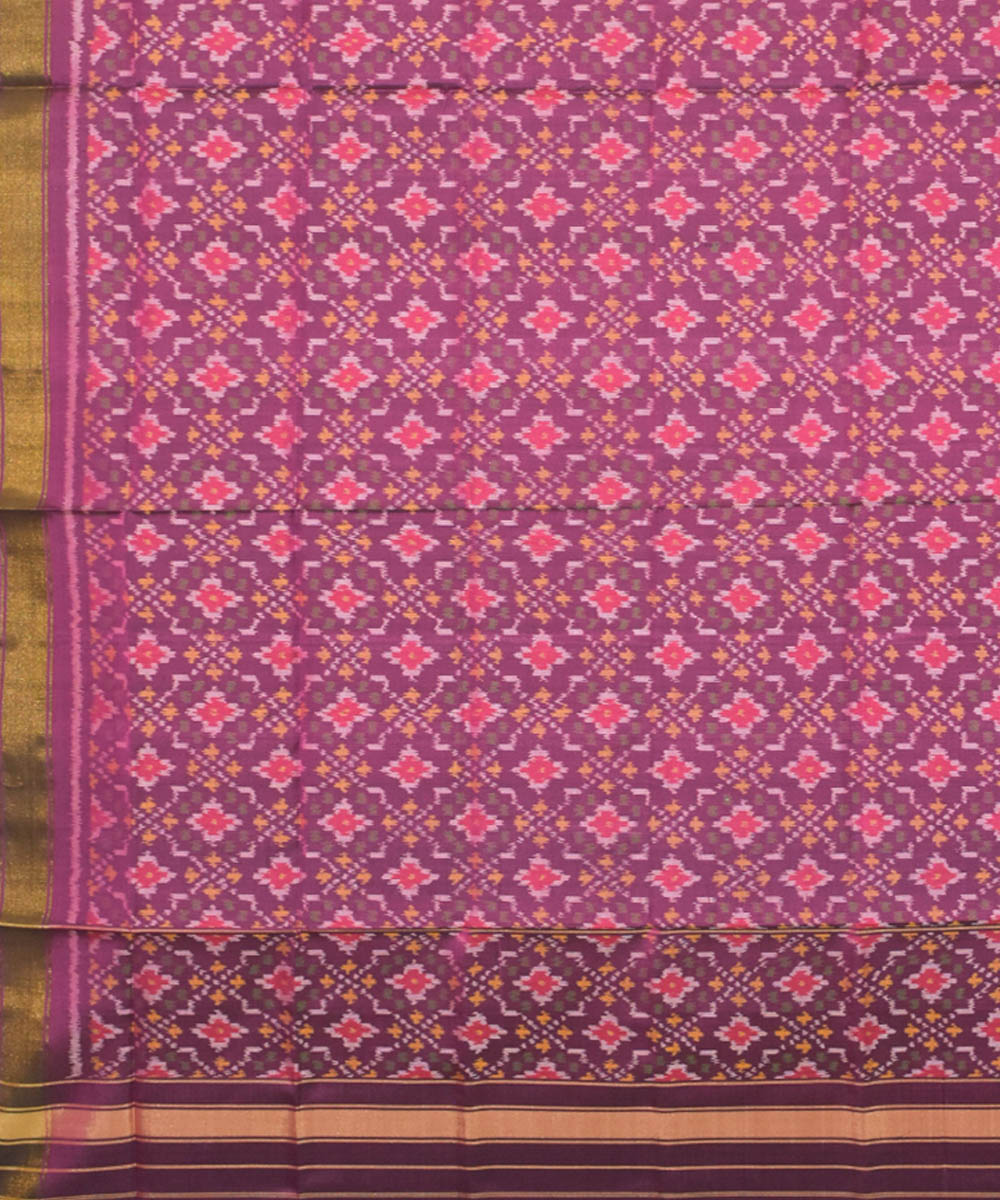 Purple pink handwoven silk patola dupatta