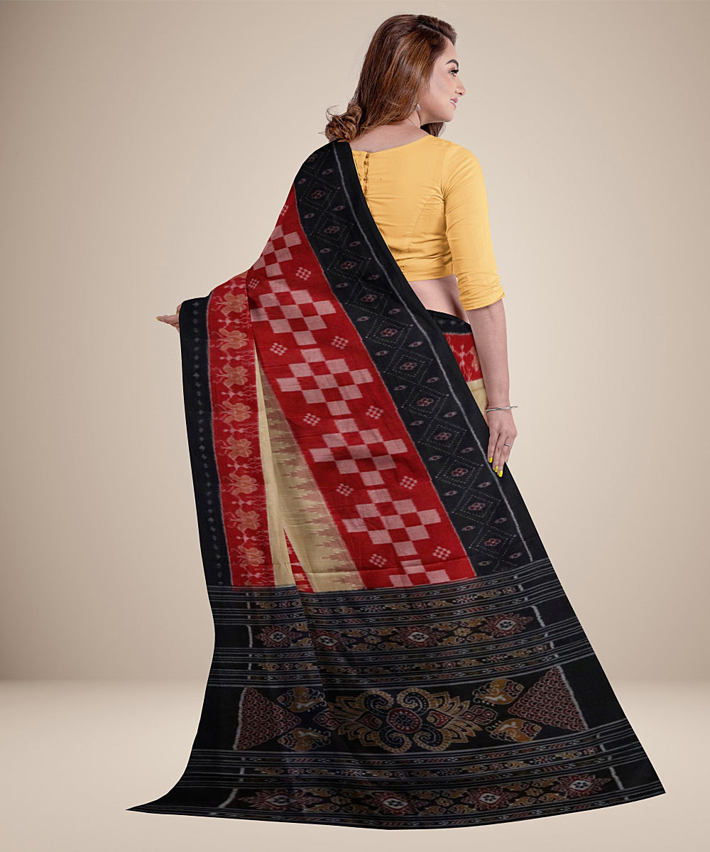 Red striped multicolour pasapalli cotton handwoven nuapatna saree