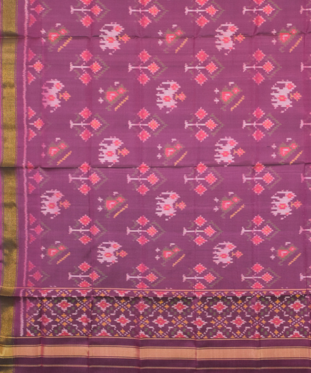 Purple pink handwoven patola silk dupatta